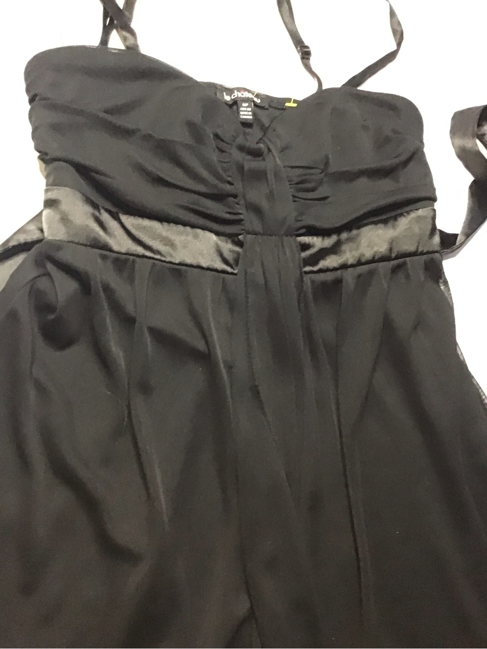 Black le Chateau stretchy Satin bow tie Trim Cocktail Dress size S/P - Picture 4 of 14